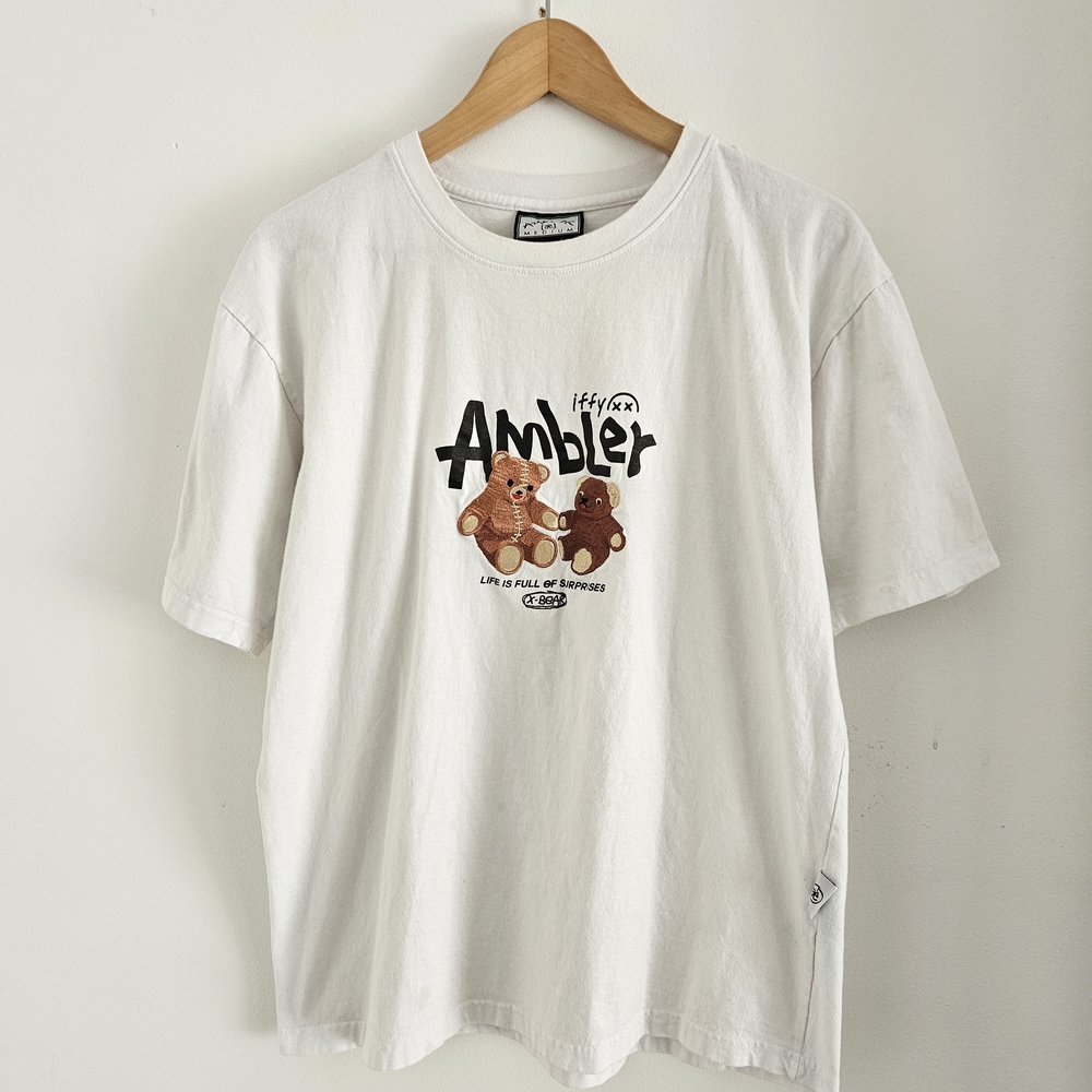 Ambler Shirt Mens Medium Embroidered Teddy Bears Life Is Full Of Surprises